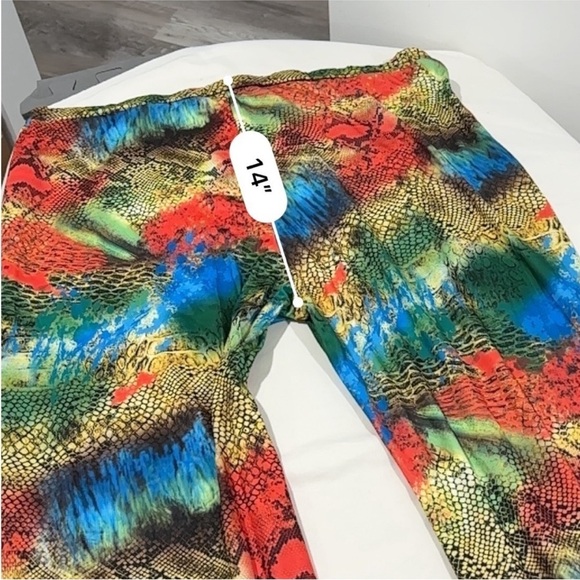 SHEIN SXY Crocodile Snakeskin Print Flare Leg Pants rainbow multicolor size 4XL - Picture 7 of 14
